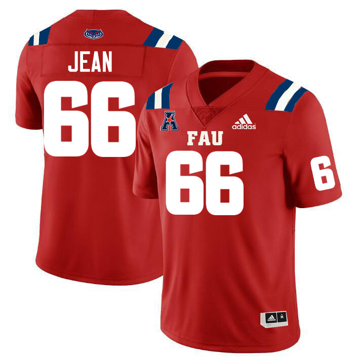 Florida Atlantic Owls #66 Scarlee Jean College Football Jerseys Stitched-Red